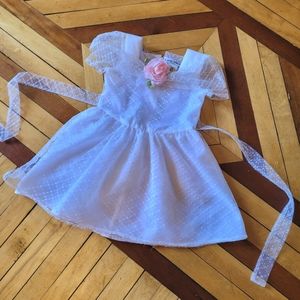 White tulle vintage Party dress Girls 4